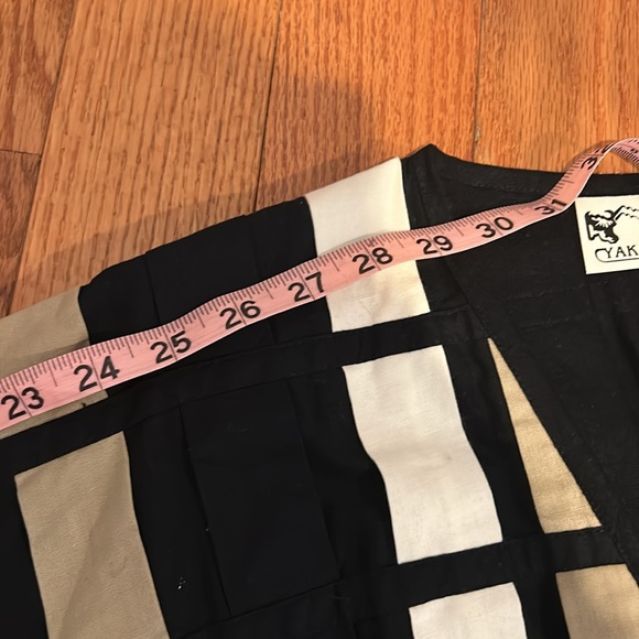 Vtg Yak Magik Patchwork Woven Pattern Jacket Size XL Black Tan White Oversized - Picture 6 of 7